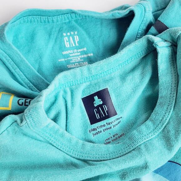 Gap 3T Ocean Short Sleeve Tee Bundle Sharks Octopus Sea Life Teal - Picture 3 of 3